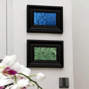 法式复古软装中古风玄关装饰画小众艺术克莱因蓝挂画高级感肌理画