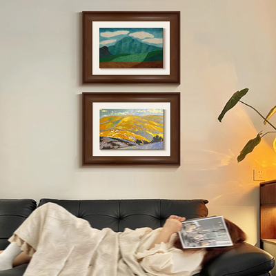 背有靠山客厅装饰画中古风高级感