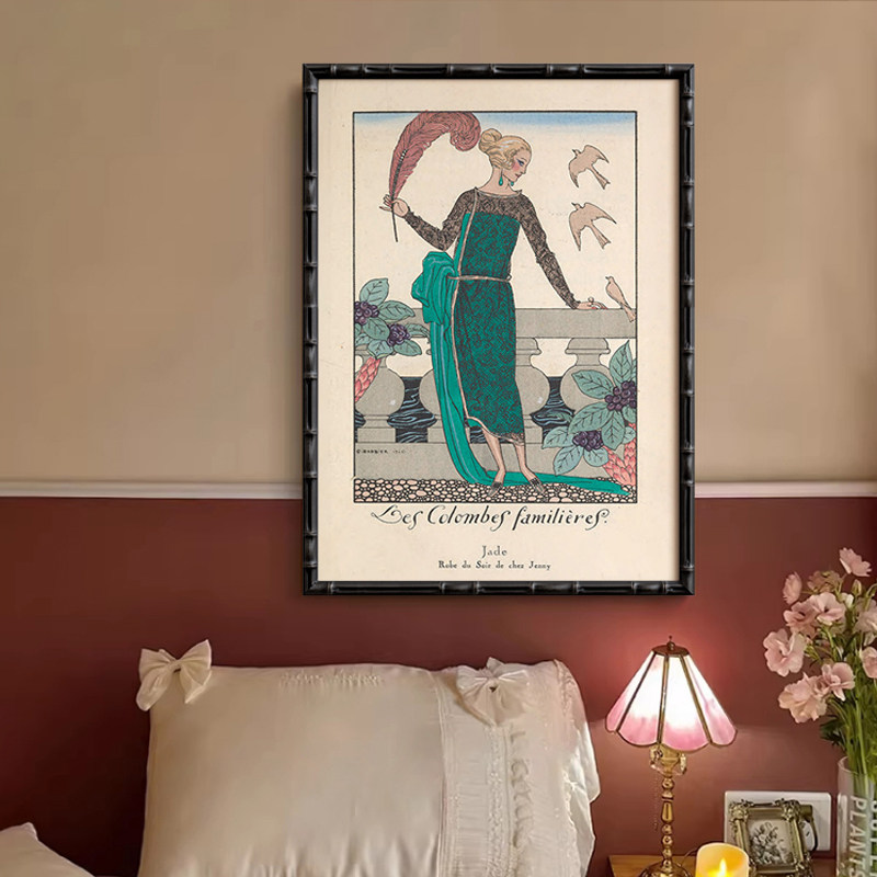 复古法式小众挂画中古风高级感主卧室床头装饰画人物艺术酒店壁画