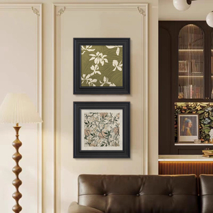 中古风客厅装饰画法式复古高级感挂画艺术花卉正方形餐厅斗柜壁画