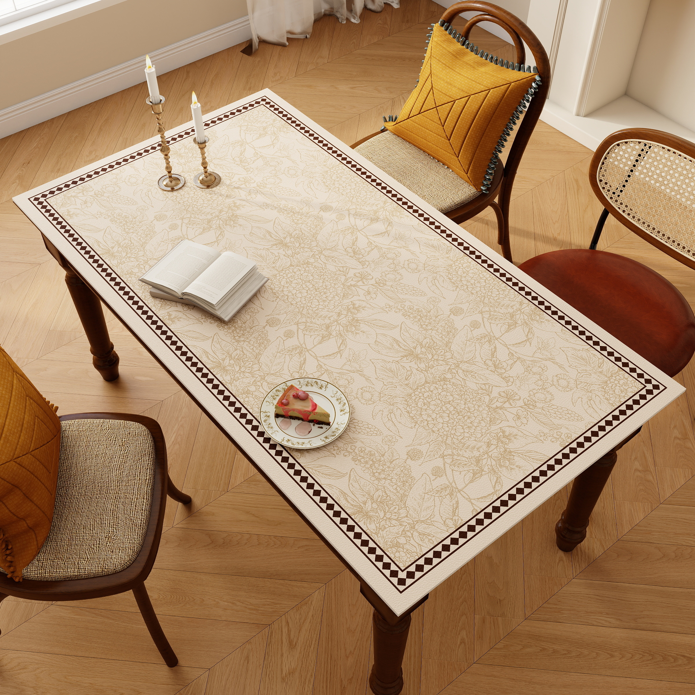 轻奢中古风餐桌垫防水防油防烫