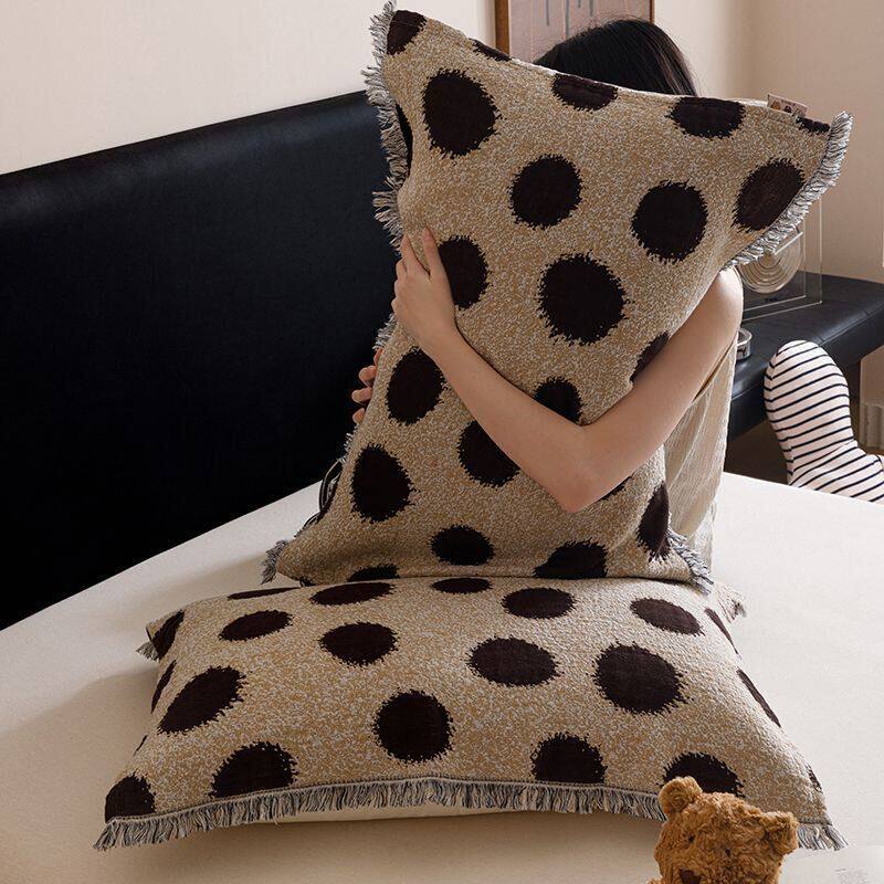 高端复古100%纯棉纱布流苏枕巾