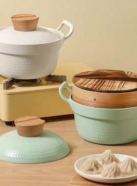 批发带盖电磁炉专用燃气灶两用家用汤锅双耳拉面韩式铝锅泡面锅