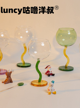 原创马克杯泡泡杯彩色高脚杯高级感礼物设计感玻璃甜酒杯对杯ins