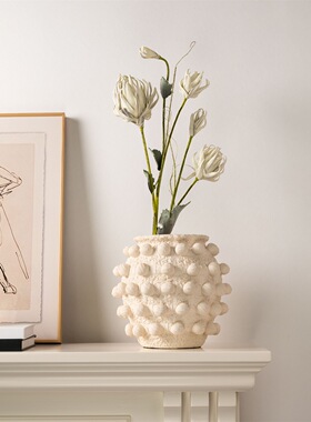 现代侘寂风创意手工浮球花瓶摆件中古家居民宿客厅艺术插花器