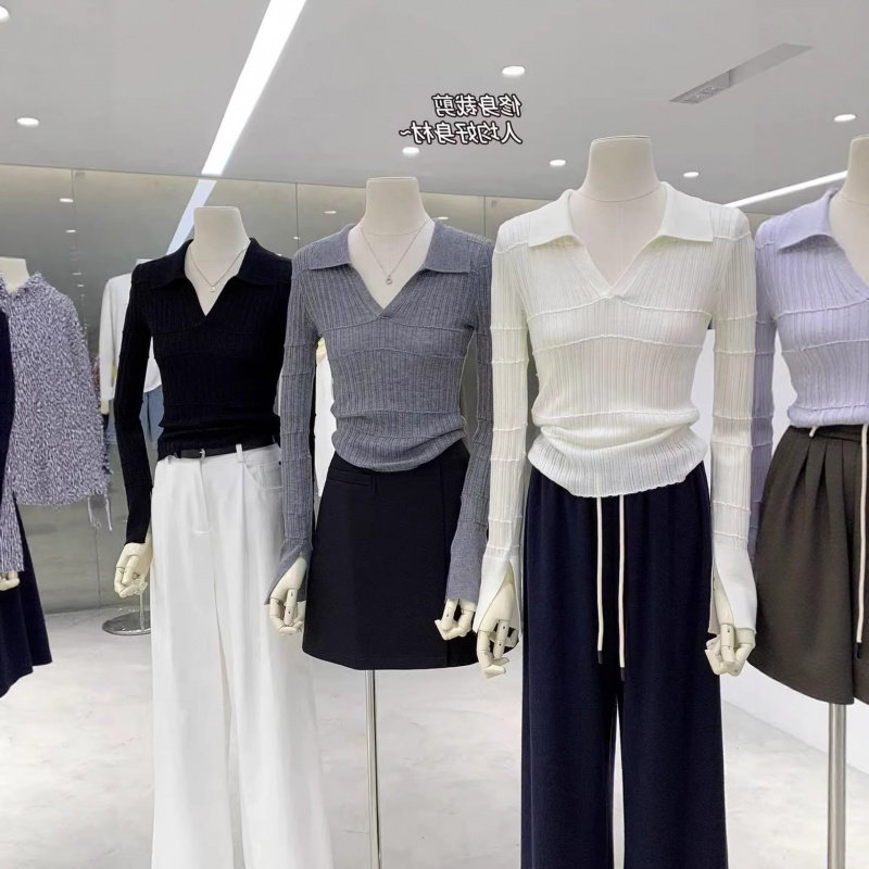 韩系polo翻领针织衫女2026年新款春季穿搭修身长袖上衣内搭打底衫,女装/女士精品,毛针织衫,淘宝优惠券,粉丝福利购,淘宝优惠卷