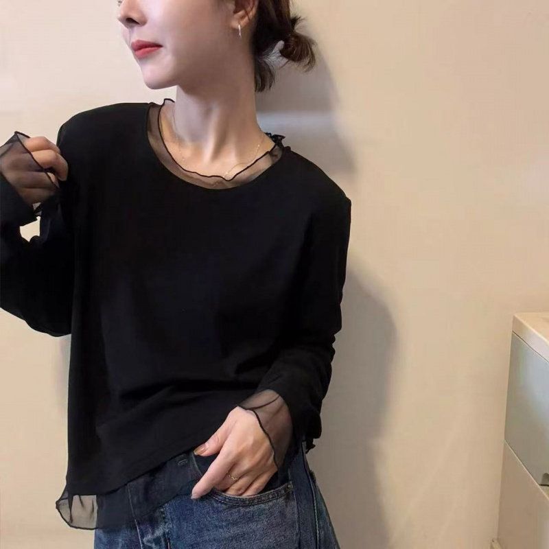 蕾丝T恤女春季2026年新款长袖内搭chic别致修巨好看打底衫上衣,女装/女士精品,毛针织衫,淘宝优惠券,粉丝福利购,淘宝优惠卷