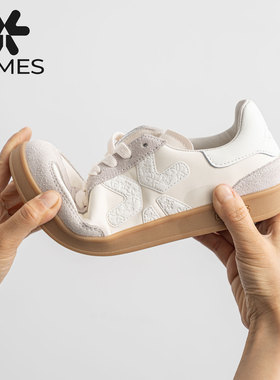 LUMES&YHGM复古真皮德训鞋女2026春季新款低帮通勤百搭时尚休闲鞋