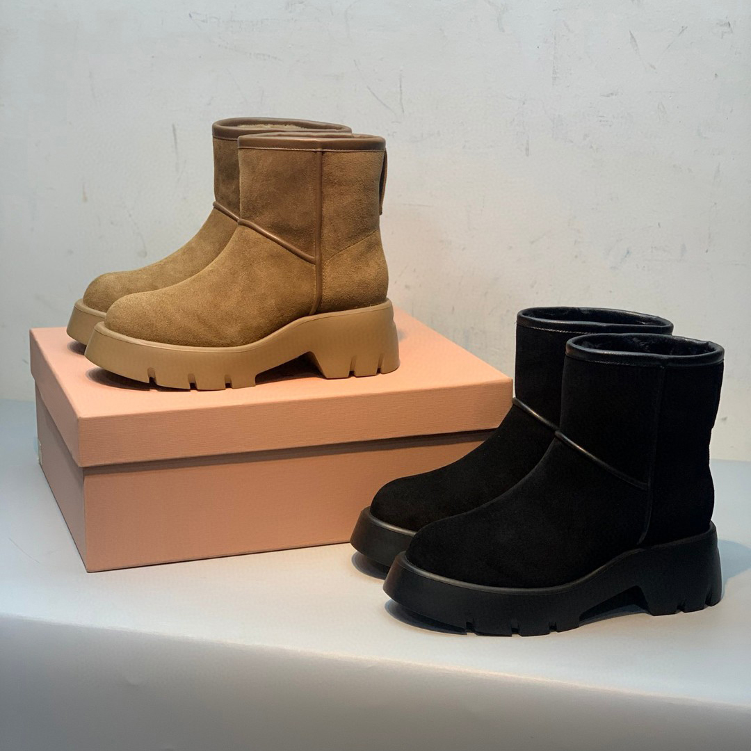 皮毛一体真皮超轻防滑增高雪地靴