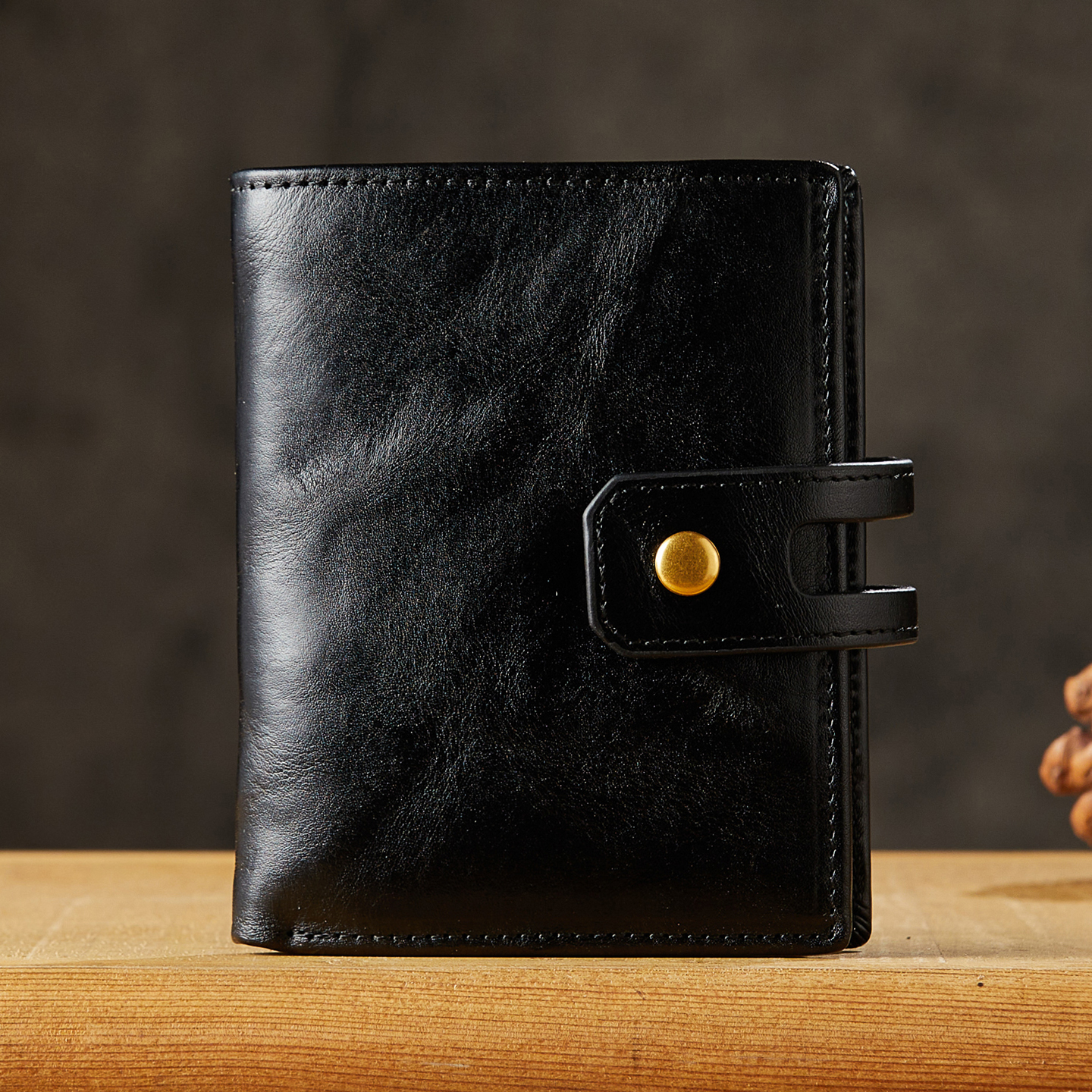 手工真皮男士竖款钱包便携皮夹证件包头层牛皮简约多卡位零钱包潮