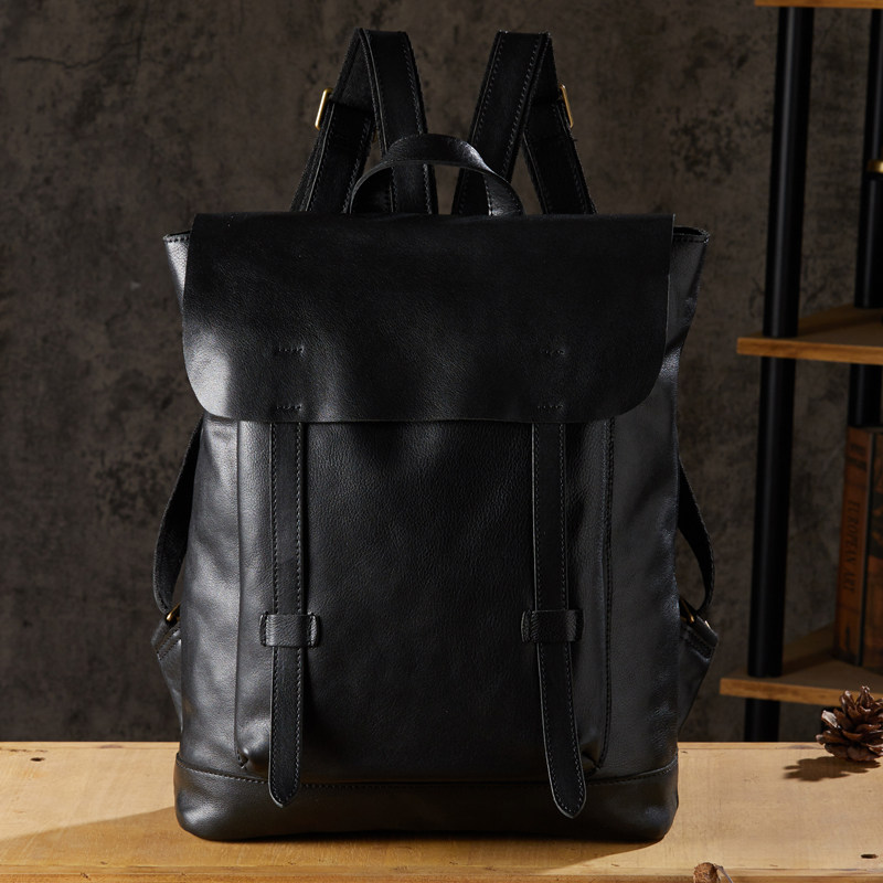 手工真皮男士双肩包潮牌休闲电脑包头层牛皮通勤时尚背包旅行书包