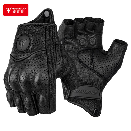 摩多狼摩托车皮手套半指骑士装备