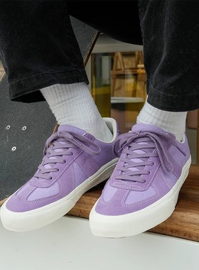极路客新款美式复古紫色德训男女学生休闲低帮耐磨减震专业滑板鞋