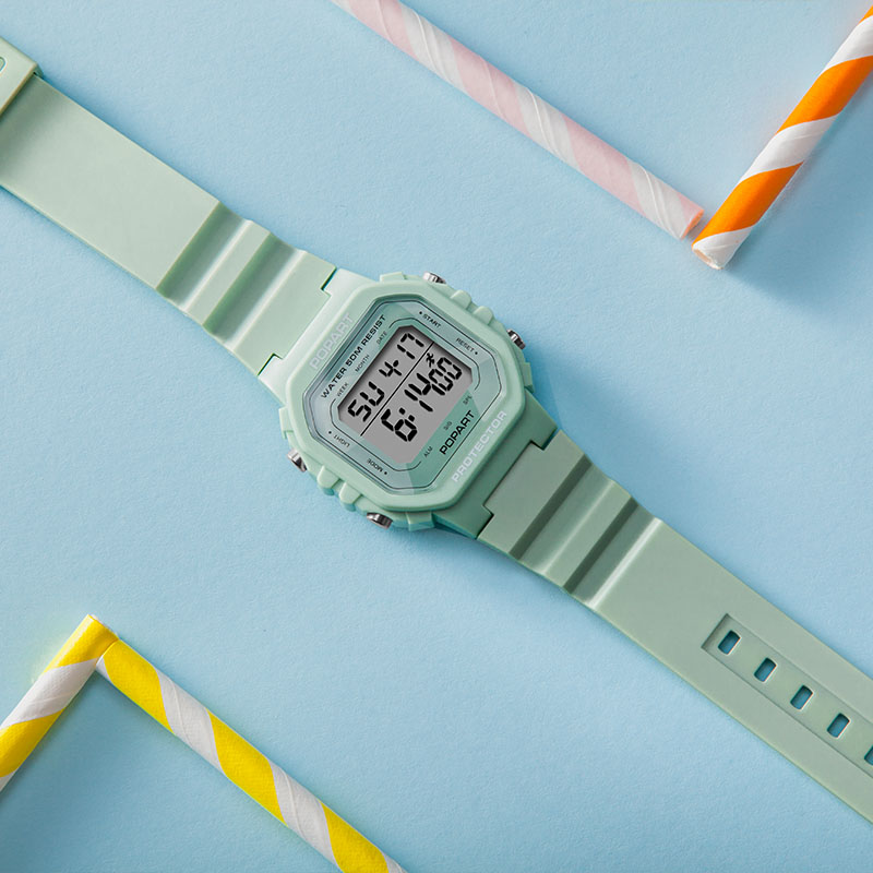 女ins风独角兽小方块电子表手表