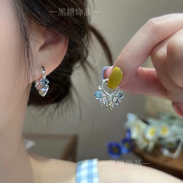 黑糖饰品炫彩方糖耳扣清透时尚