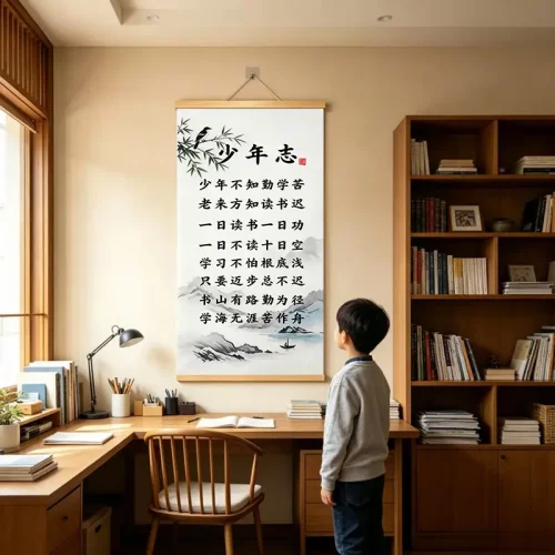 新版少年志励志书法家规实木挂画