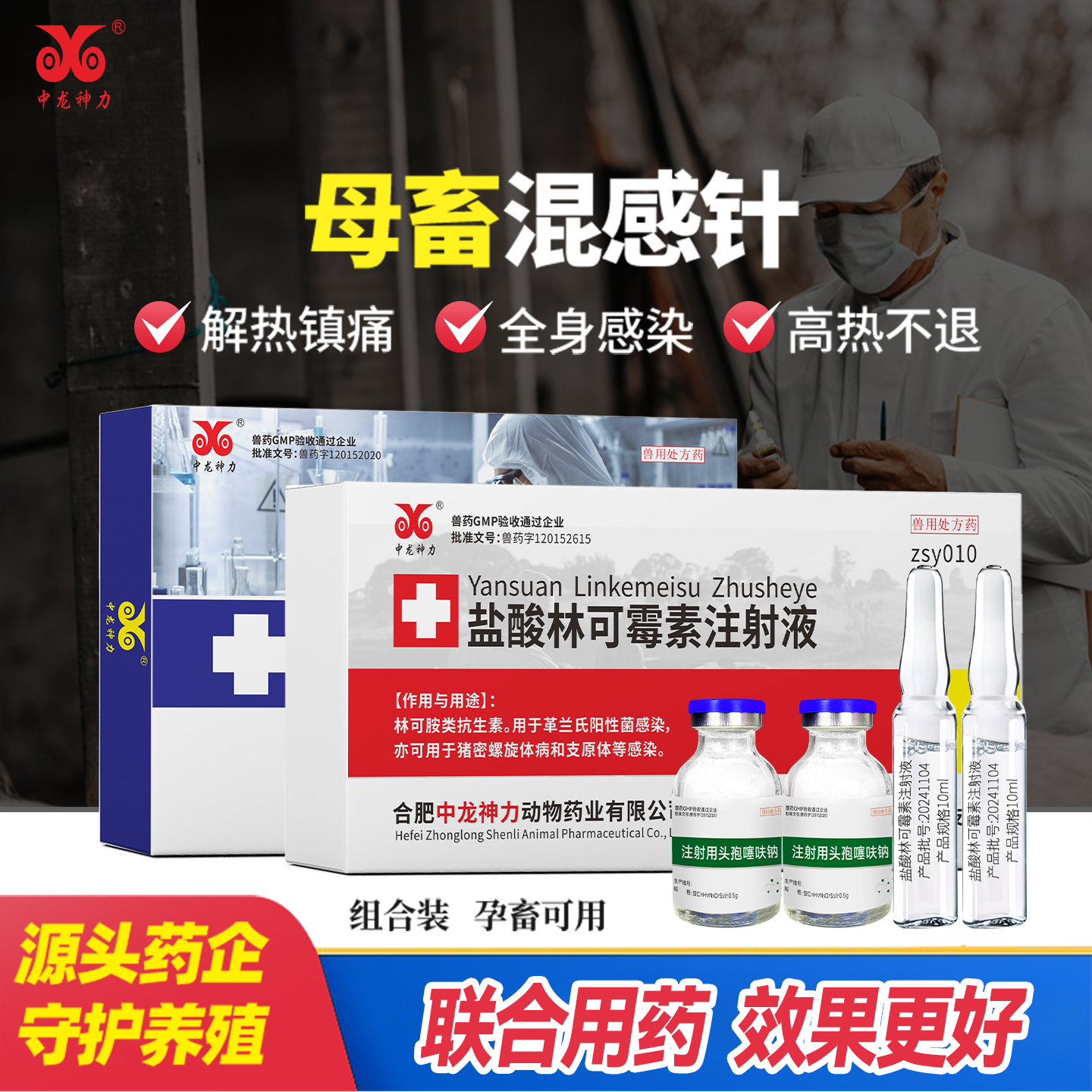 中龙神力头孢噻呋钠林可霉素消炎