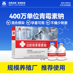 注射用青霉素钠兽用针剂猪丹毒牛羊呼吸道肠道混合感染兽药400万