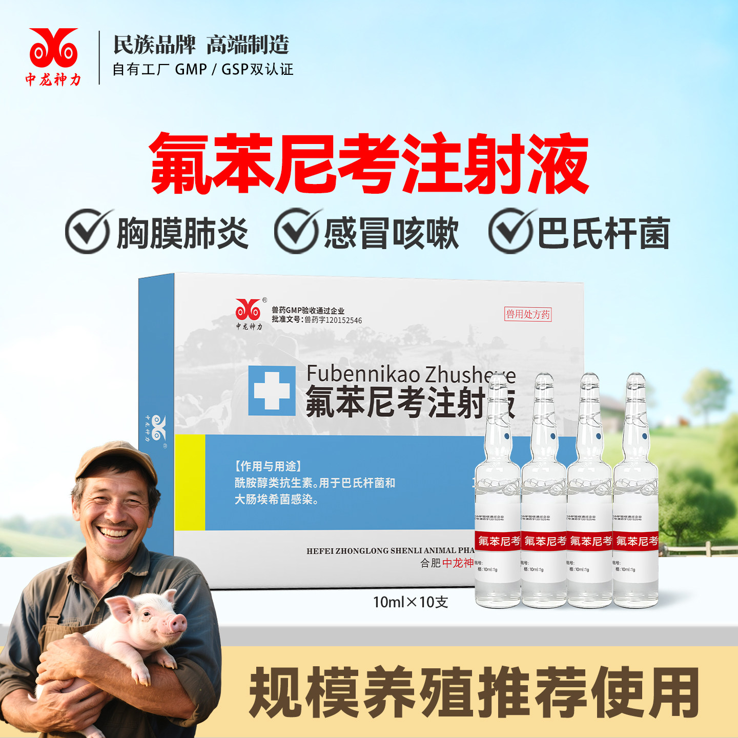 中龙神力兽药氟苯尼考养殖场针剂图片
