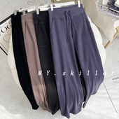 帕梅拉健身运动瑜伽长裤 Throw 桑蚕丝羊毛休闲直筒裤 女窄版 bac款