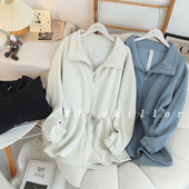 清冷风lu女士腰部抽绳高领风衣外套秋季 宽松运动休闲瑜伽夹克 新款