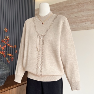 时尚新款妈妈装冬季加厚重量内搭上衣中老年女一体绒保暖到底毛衣