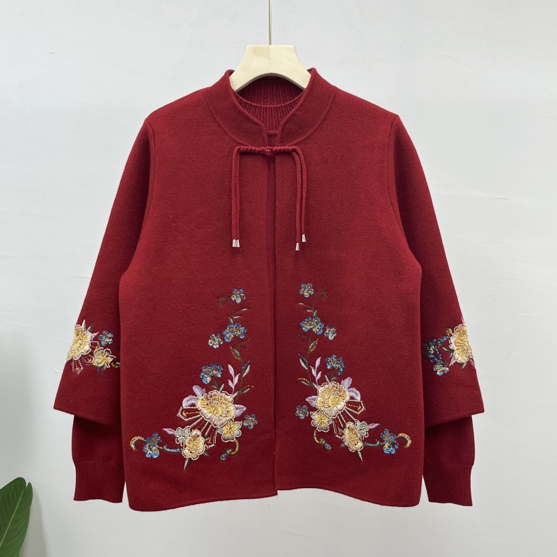 新款妈妈秋装针织两件套装毛衣