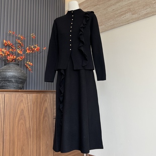 气质时尚秋冬针织衫半身裙长袖上衣两件装中老年女喜婆婆毛衣套装