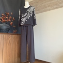 春季 妈妈装 上下套装 七分袖 两件套 时尚 圆领上衣中老年女直筒裤 新款