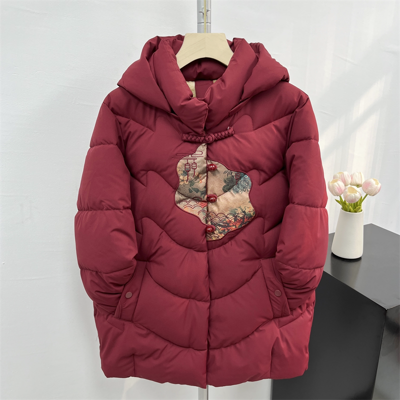 中年妈妈冬装加绒加厚棉服
