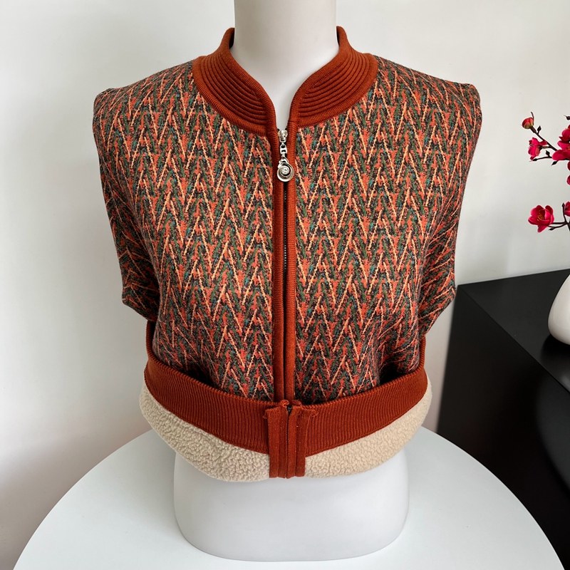 中老年人女奶奶针织棒球服加绒加厚开衫妈妈装秋冬季保暖大码外套