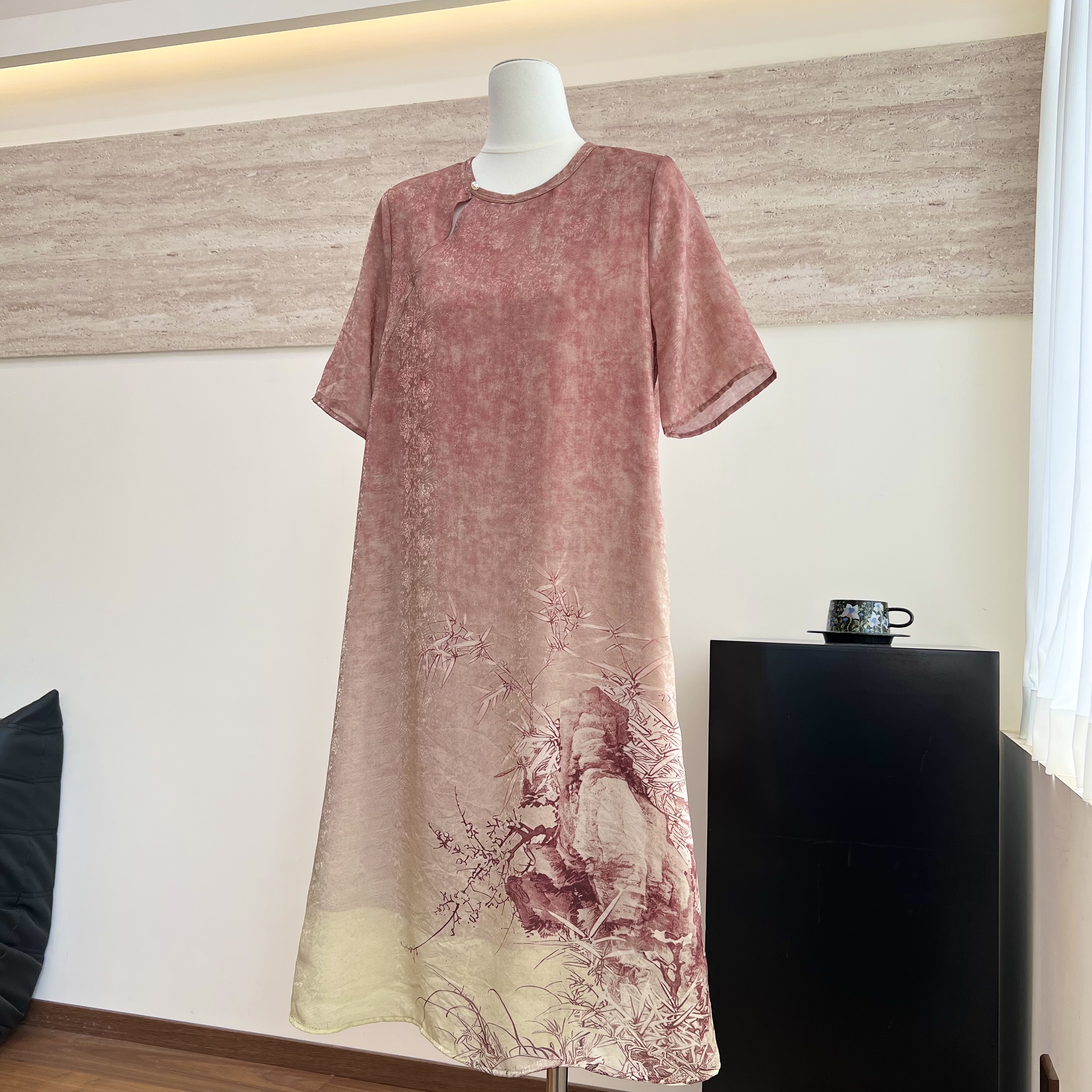 妈妈装夏季短袖圆领上衣连衣裙