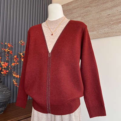 妈妈装新款秋冬针织衫上衣打底