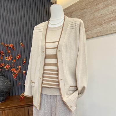 新款妈妈装针织春夏季短袖开衫