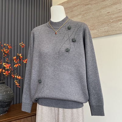 秋冬季妈妈装新款加厚半高领上衣