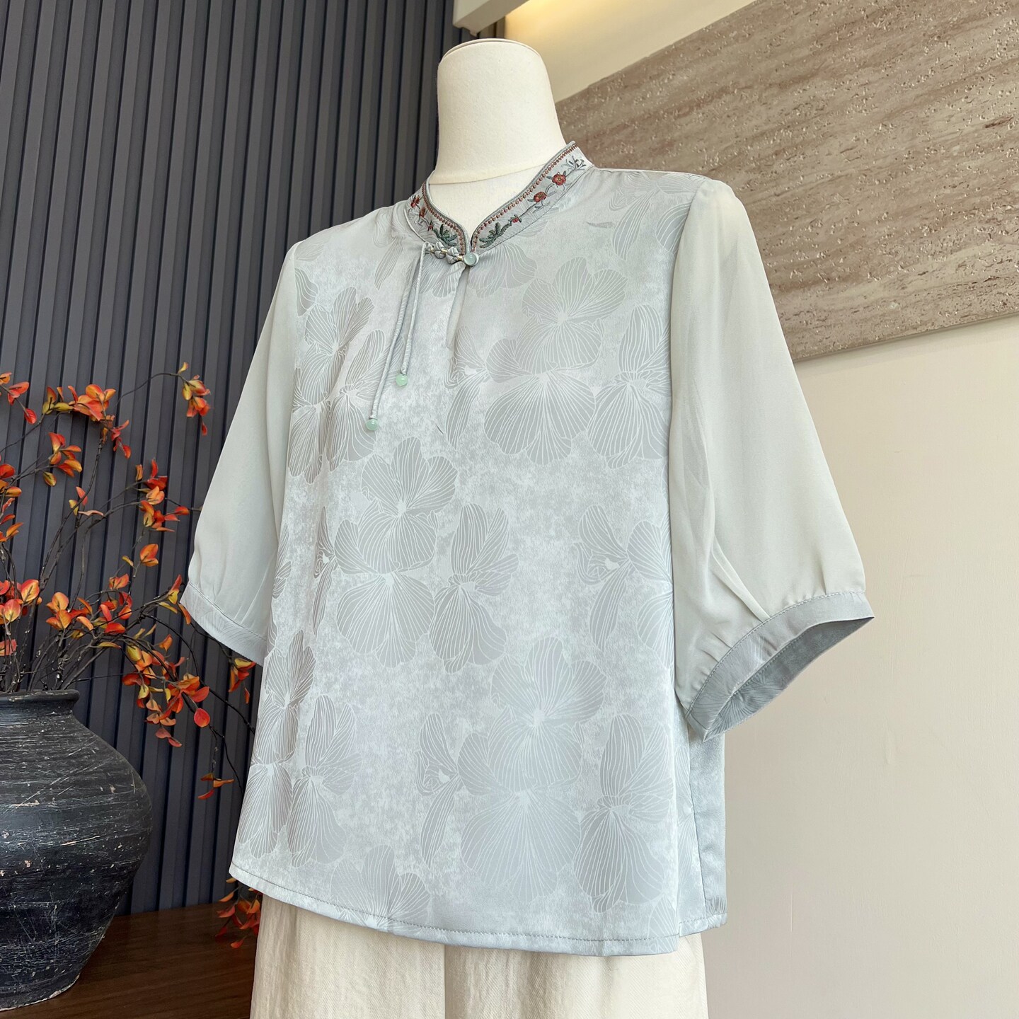 时尚洋气新款妈妈装夏季短袖雪纺上衣衬衫中老年女士气质套装T恤