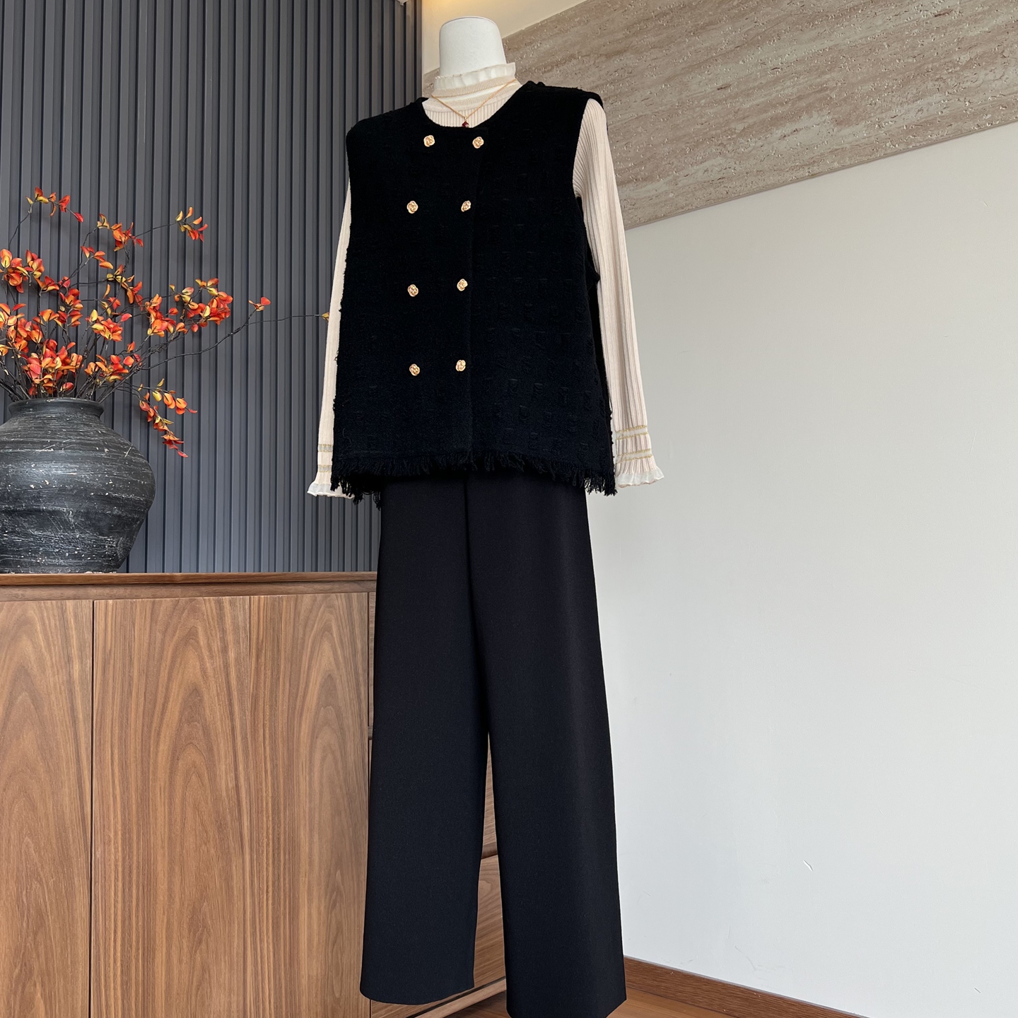 新款妈妈装针织衫秋冬三件套