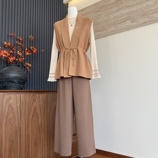 妈妈装 中老年女大气收腰显瘦套装 春秋针织衫 真三件装 气质时尚 新款