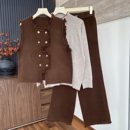 新款 洋气三件套毛衣中老年女士气质上下套装 秋季 时尚 针织衫 妈妈装