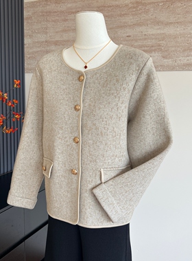 妈妈装新款秋季圆领长袖开衫时尚女士百搭上衣中老年女士春秋外套