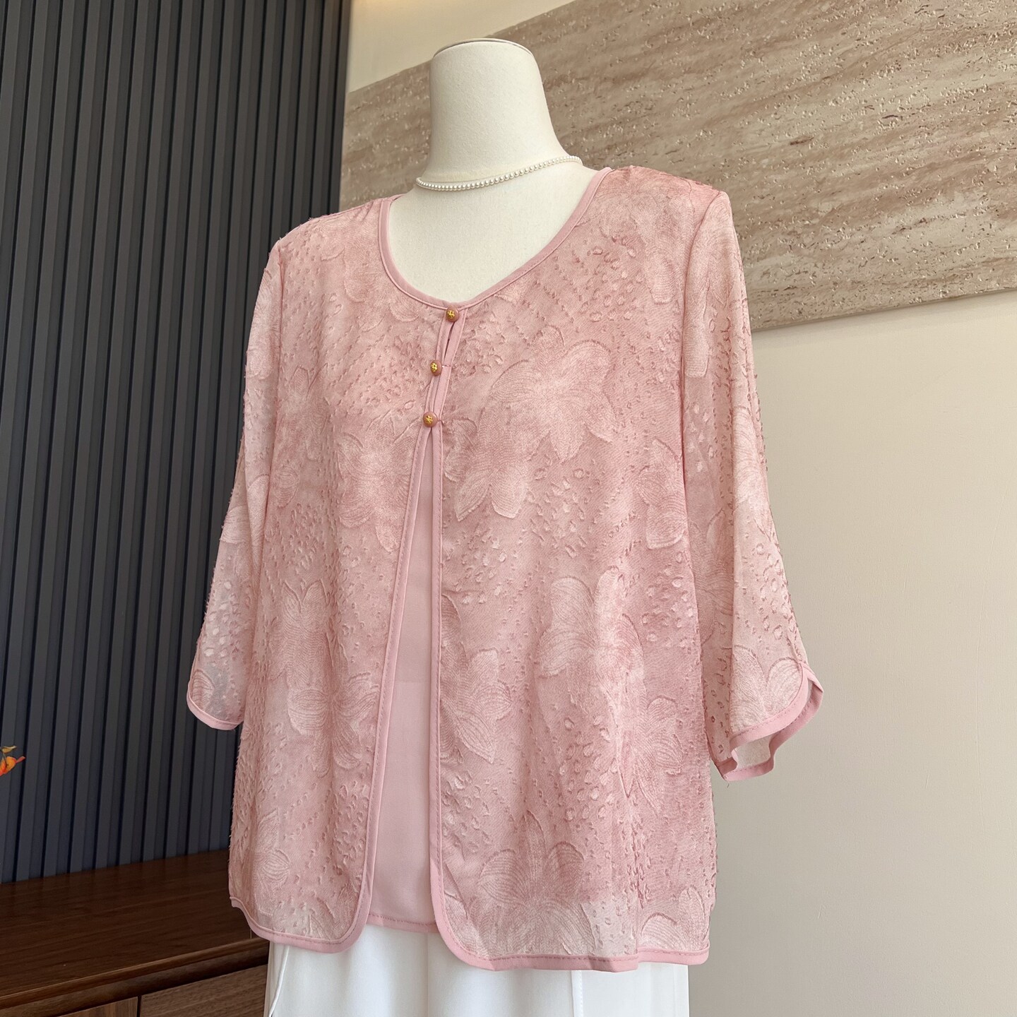 妈妈装夏季雪纺短袖假两件上衣服