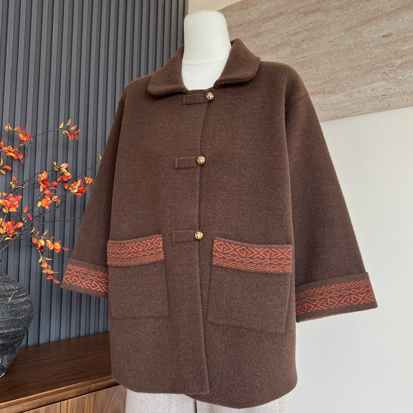 时尚洋气新款妈妈装秋冬季仿毛呢开衫中老年女中长款大衣保暖外套,女装/女士精品,中老年女装,淘宝优惠券,粉丝福利购,淘宝优惠卷