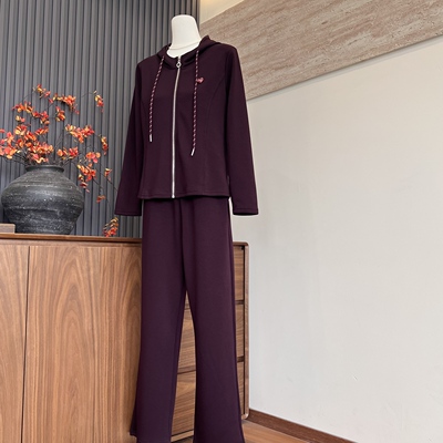 妈妈春季拉链开衫上衣裤子两件套