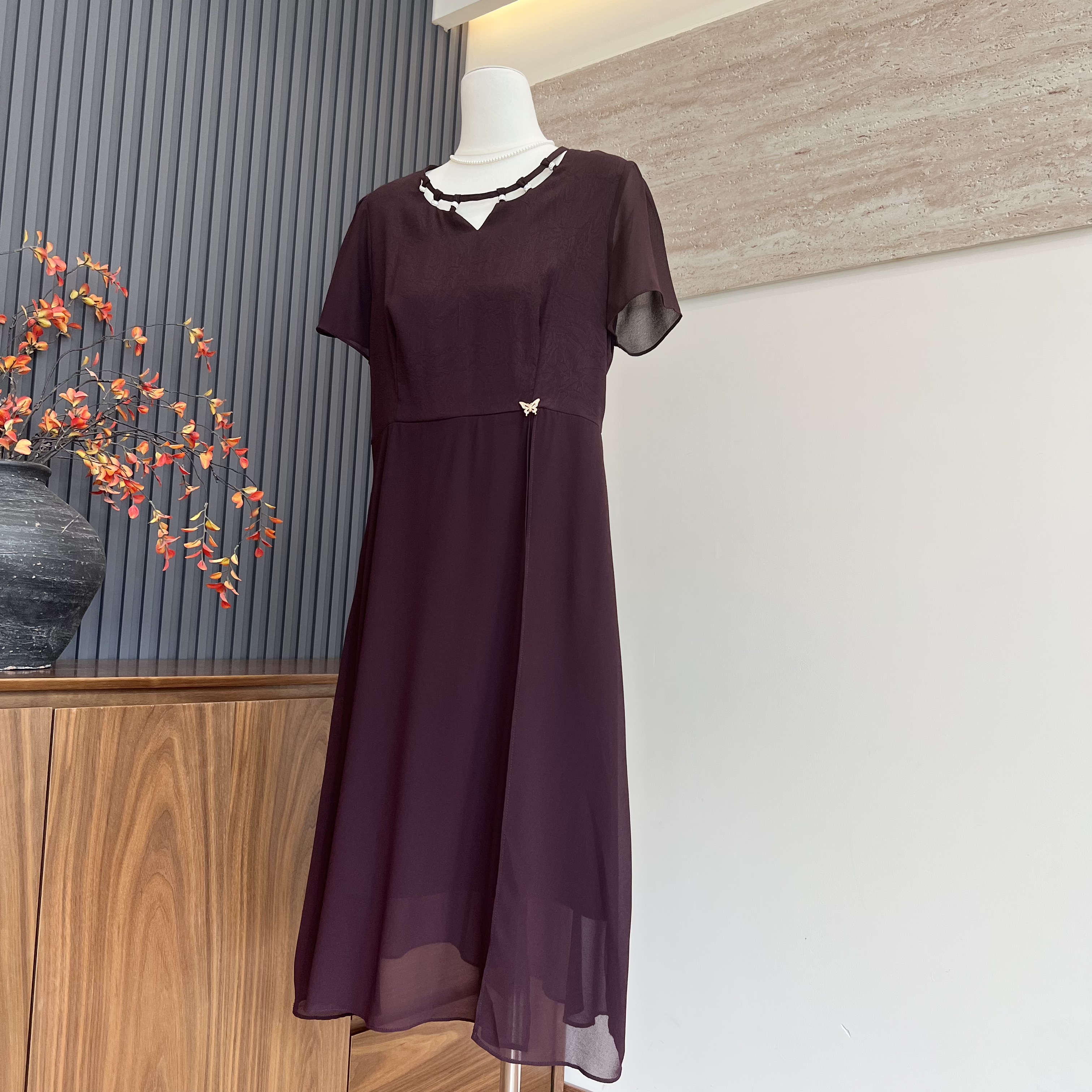 妈妈装夏季短袖圆领上衣连衣裙