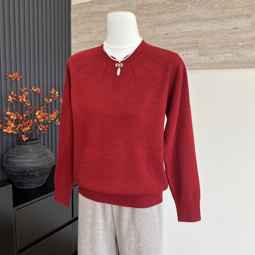 妈妈装新款旗袍领针织衫百搭小衫