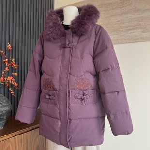 时尚新款妈妈装冬季连帽加厚加绒中长款棉服衣中老年女士保暖外套