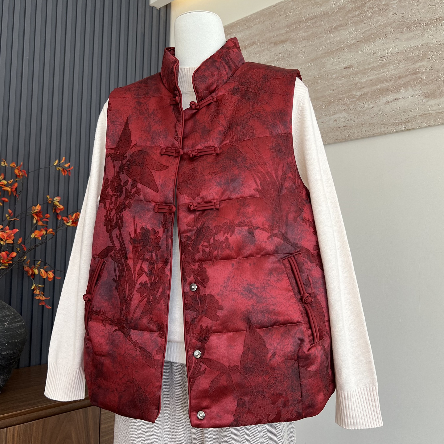 新中式妈妈装秋冬季90白鸭绒马夹