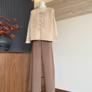 新款 气质套装 春秋针织衫 子三件套中老年女新中式 马甲内搭裤 妈妈装