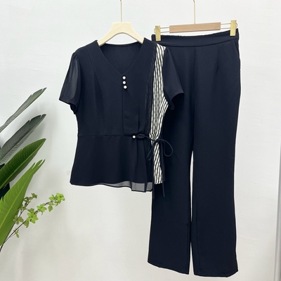 中年妈妈装夏季套装2024新款