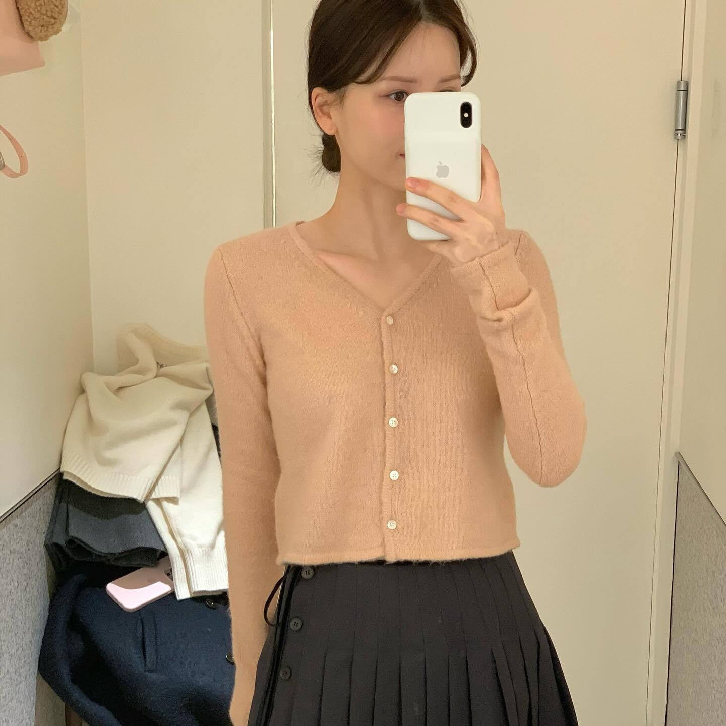 韩国小众 24早秋新款 气质细金线短款开衫上衣
